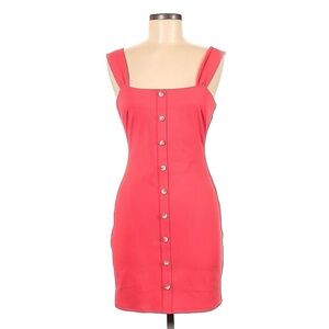 bebe Button Bodycon Coral Orange Peach Sleeveless Mini Dress Size 6